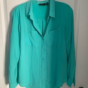 Flowy teal button down blouse